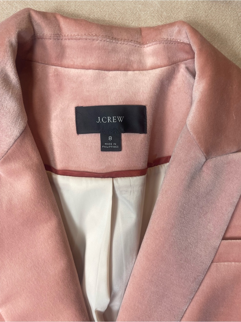 J. Crew Blush Pink Velvet Single-Button Blazer - Picture 2 of 5